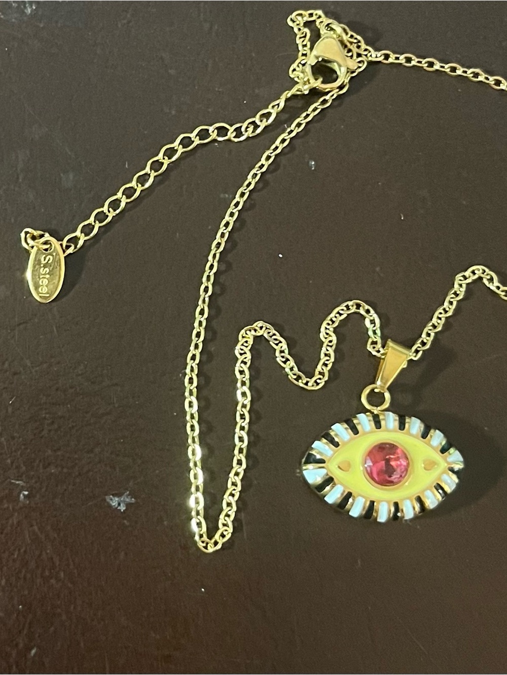 RAMLA - Gold-Tone - Evil Eye - Pendant Necklace with Red Stone (NWOT)
